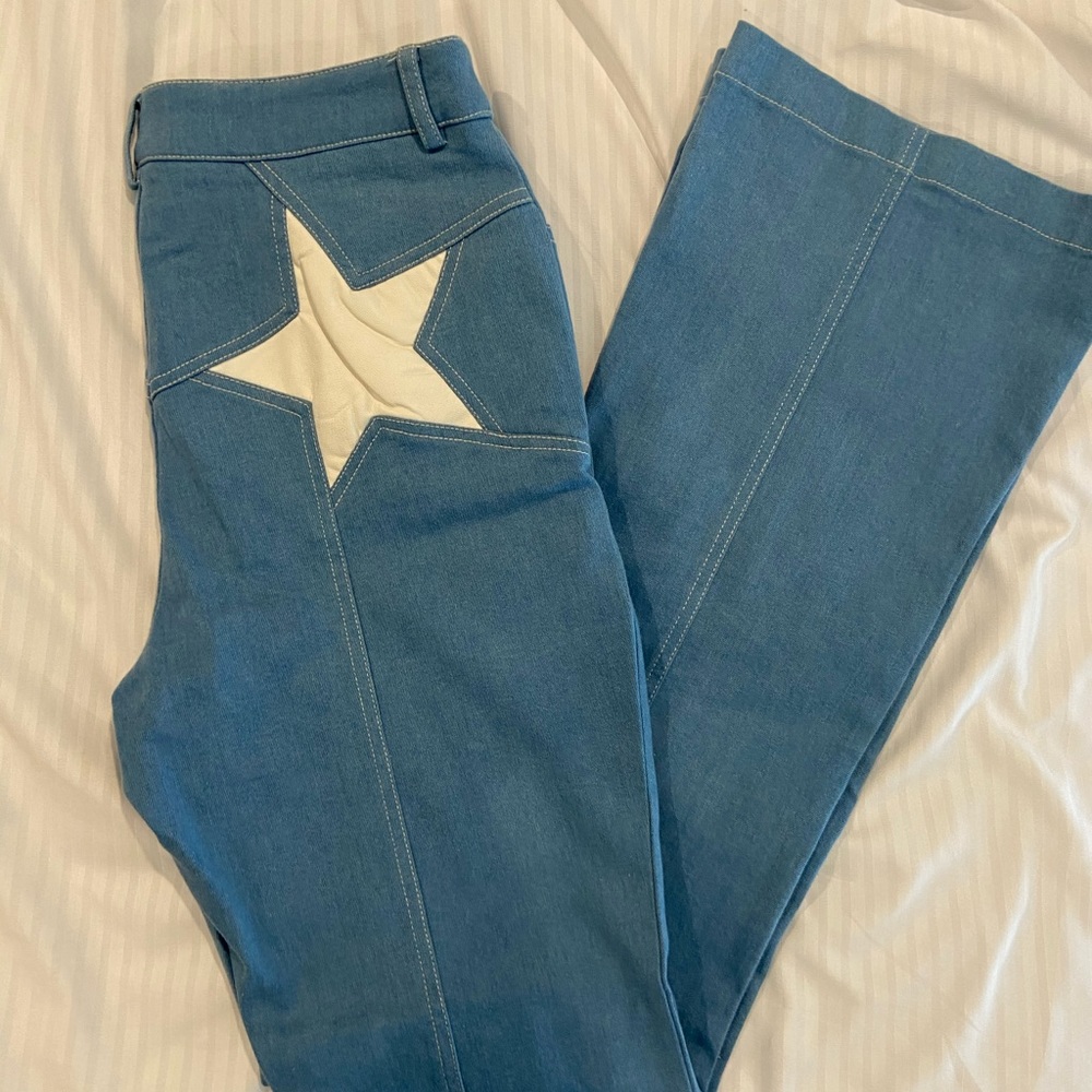 Leather star jeans